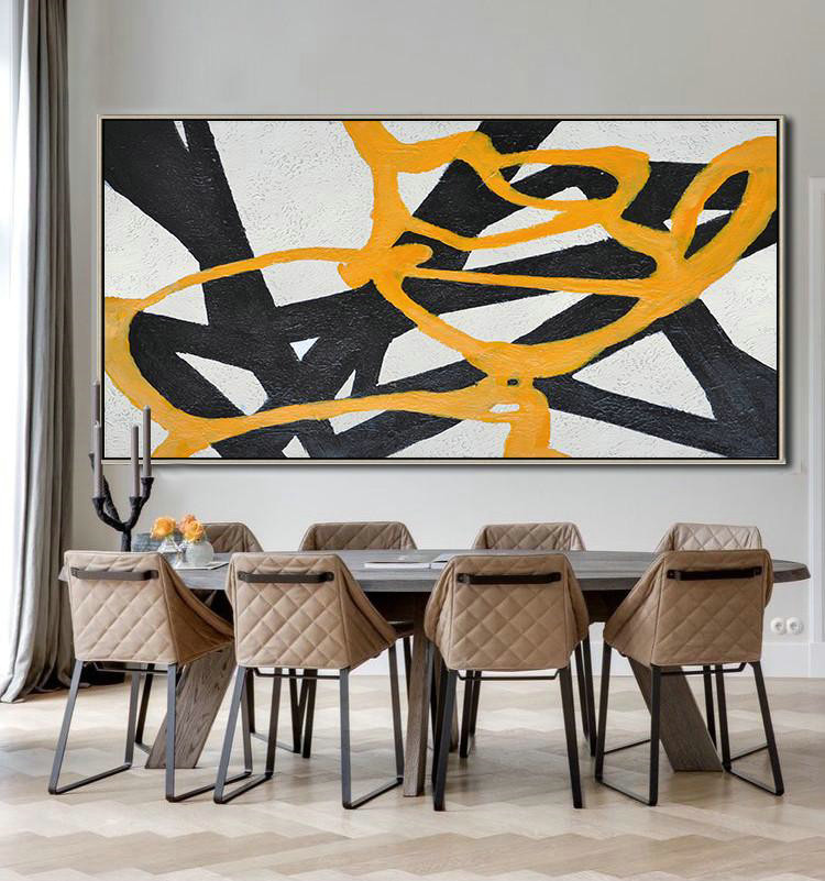 Large Abstract Art Handmade Oil Painting,Hand-Painted Oversized Panoramic Minimal Art On Canvas,Oversized Art